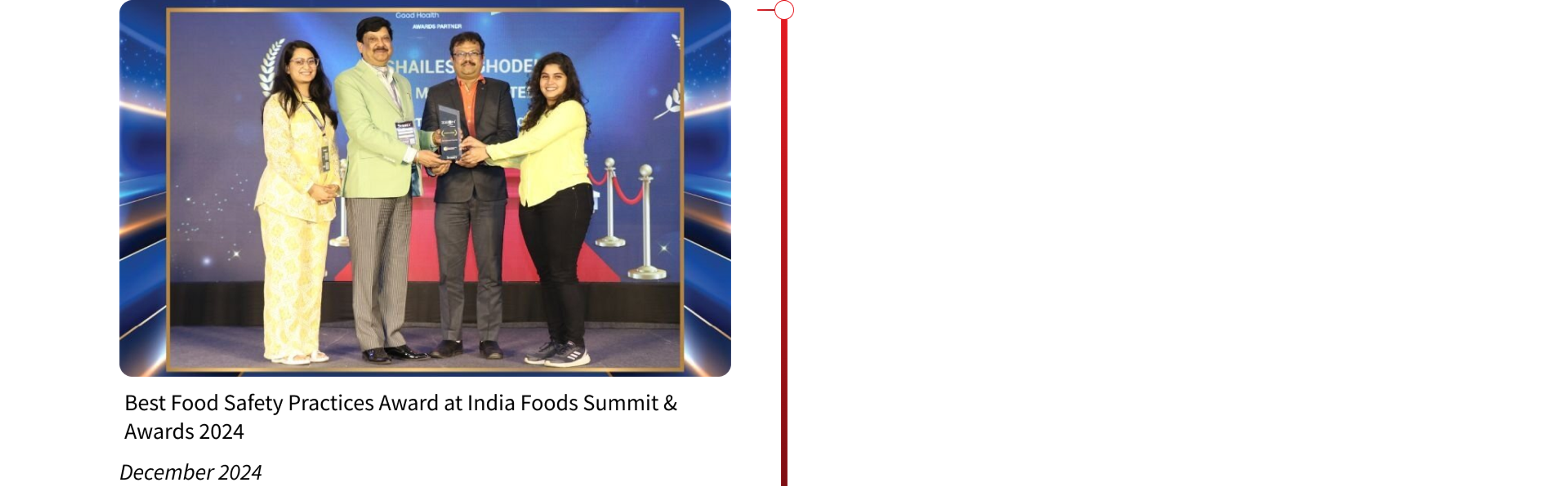 Best Food Safety Practices Award at India Foods Summit & Awards 2024