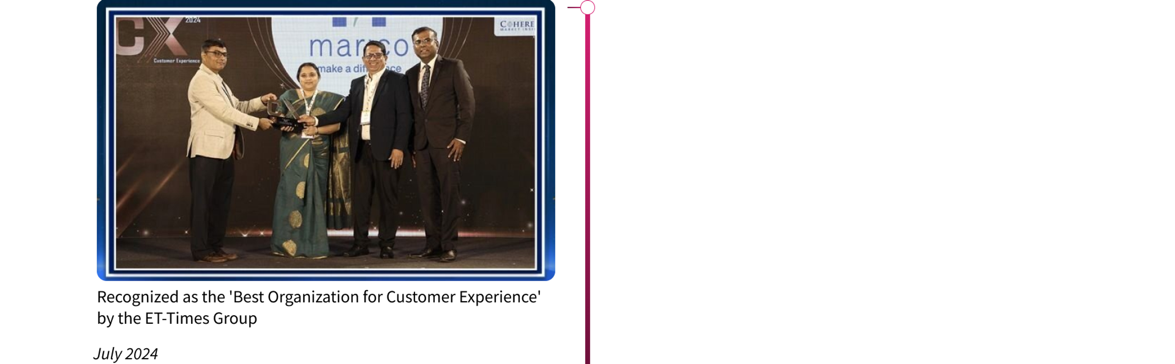 Recognized as the 'Best Organization for Customer Experience' by the ET-Times Group